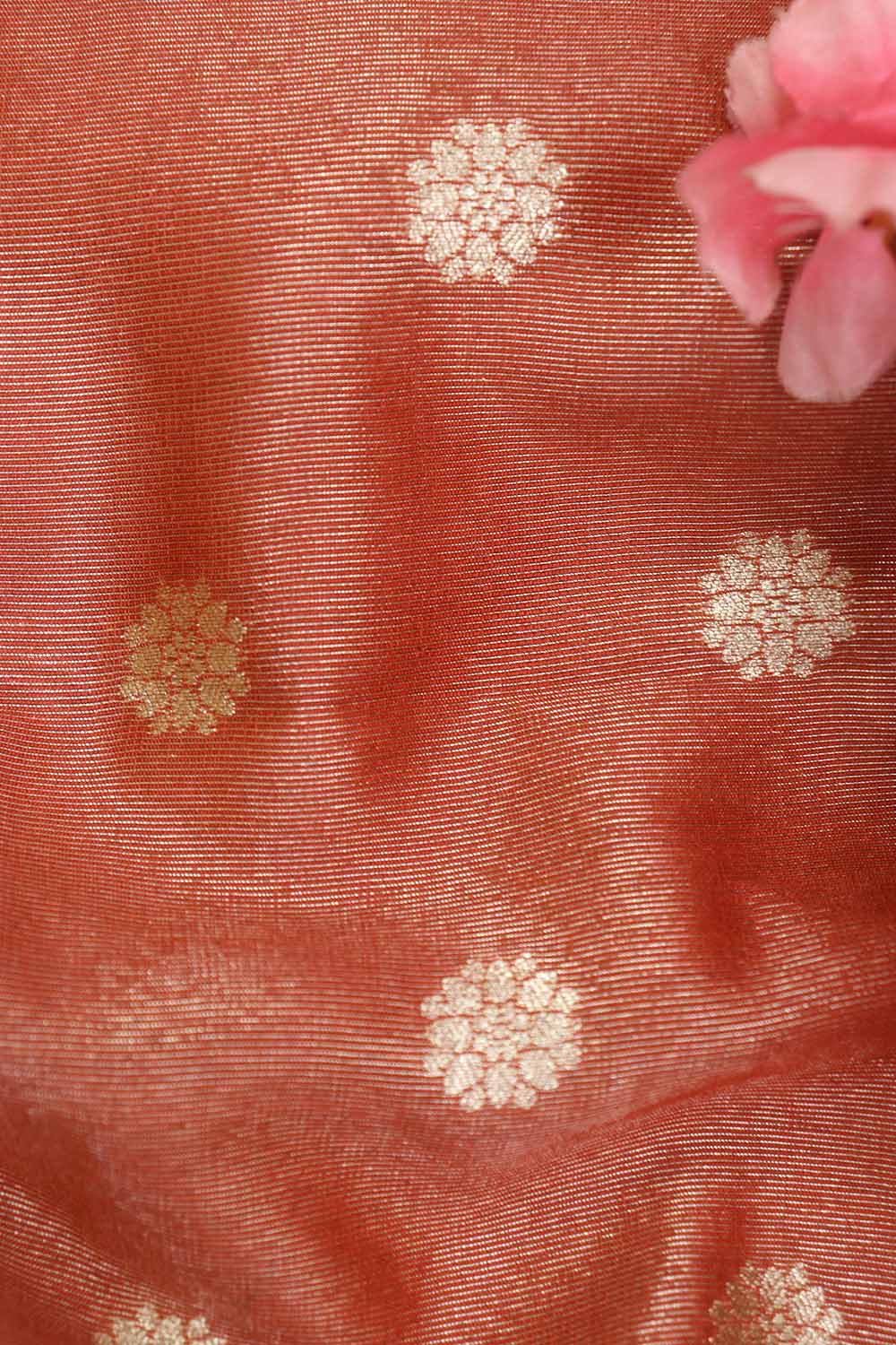 Elegant Maroon Banarasi Tissue Silk with Zari Booti Design (1 Mtr) - Luxurion World