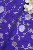 Blue Banarasi Sona Roopa Silk Fabric (1 Mtr): Luxurious Elegance for Your Creations - Luxurion World