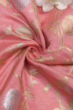 Pink Banarasi Sona Roopa Silk Fabric (1 Mtr): Luxurious Elegance for Your Creations - Luxurion World