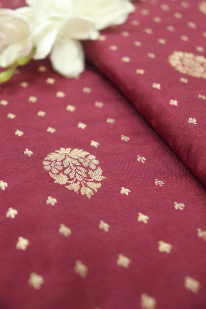 Elegant Maroon Banarasi Silk Fabric: 1 Mtr Length - Luxurion World