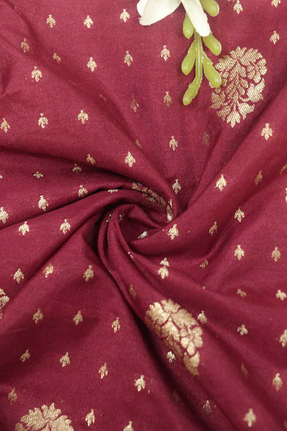 Elegant Maroon Banarasi Silk Fabric: 1 Mtr Length - Luxurion World