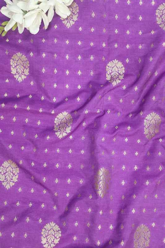 Elegant Purple Banarasi Silk Fabric: 1 Mtr of Luxurious Beauty - Luxurion World