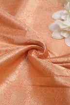 Elegant Peach Banarasi Pure Katan Silk Brocade Fabric (1.5 Mtr) - Luxurion World