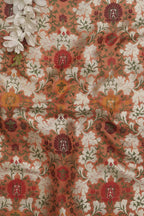 Orange Banarasi Kimkhwab Silk Meenakari Fabric ( 1 Mtr ) - Luxurion World