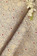 Elegant Grey Banarasi Silk Brocade Fabric ( 0.5 Mtr  ) - Luxurion World