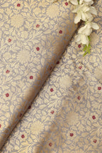 Elegant Grey Banarasi Silk Brocade Fabric ( 0.5 Mtr  ) - Luxurion World
