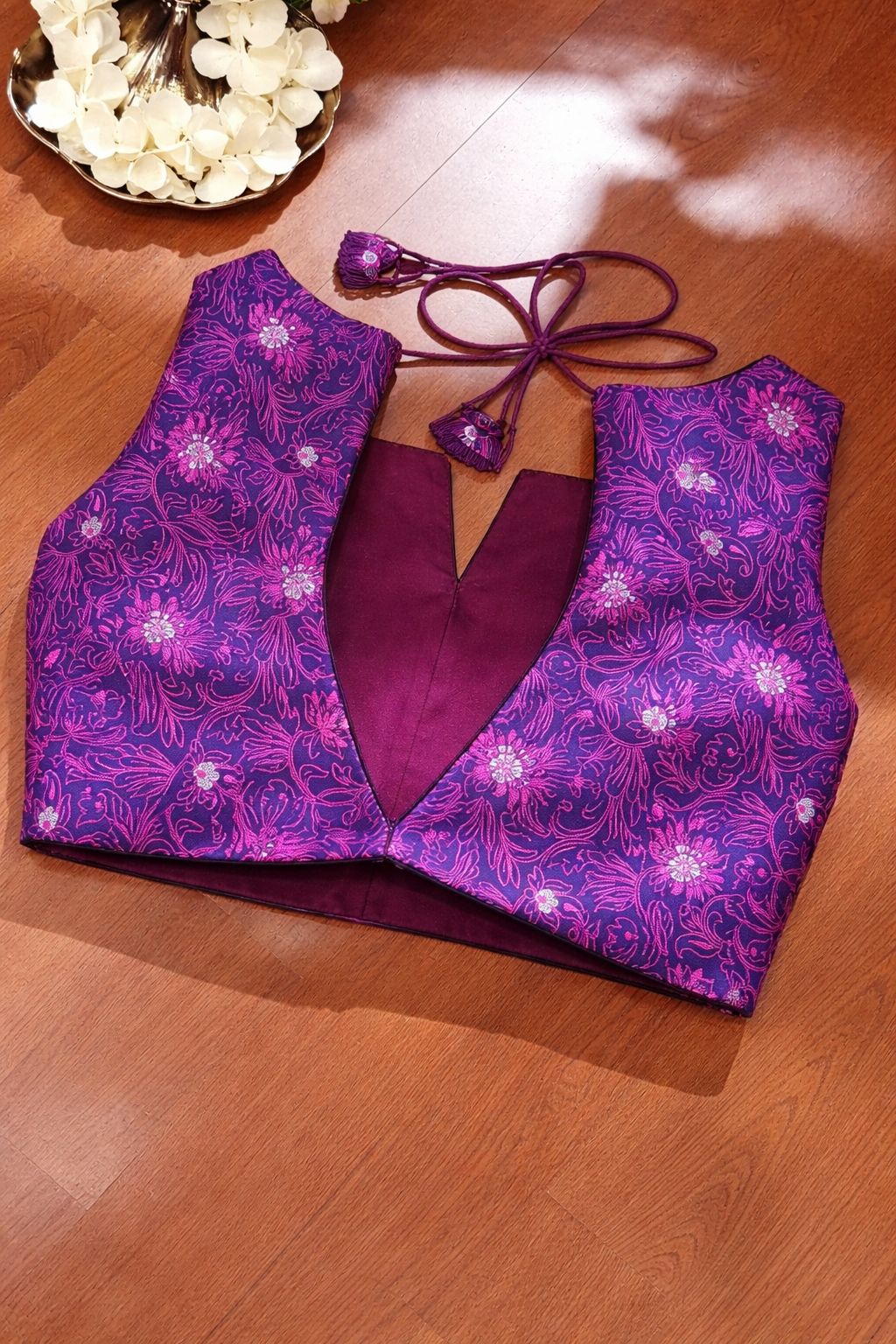 Purple Banarasi Tanchui Silk Blouse - Luxurion World