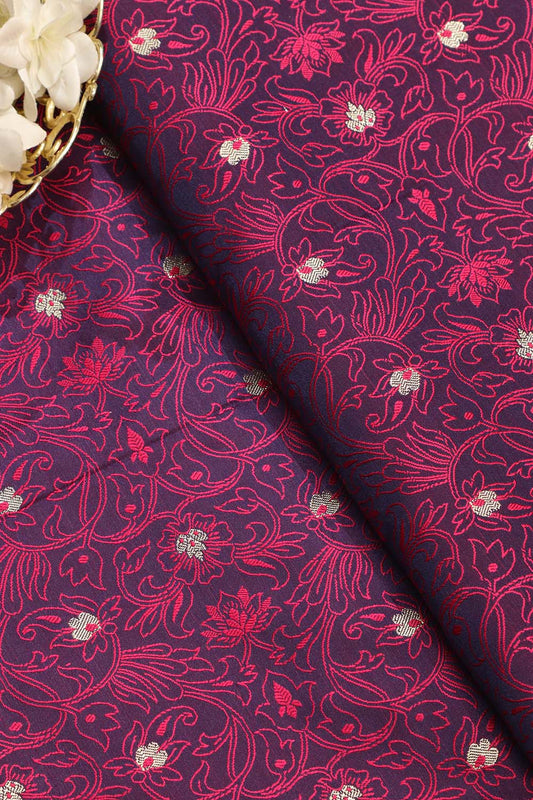 Exquisite Purple Banarasi Tanchui Silk Fabric ( 1 Mtr ) - Luxurion World
