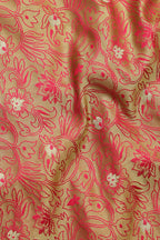 Stunning Green Banarasi Tanchui Silk Fabric ( 2.5 Mtr ) - Luxurion World