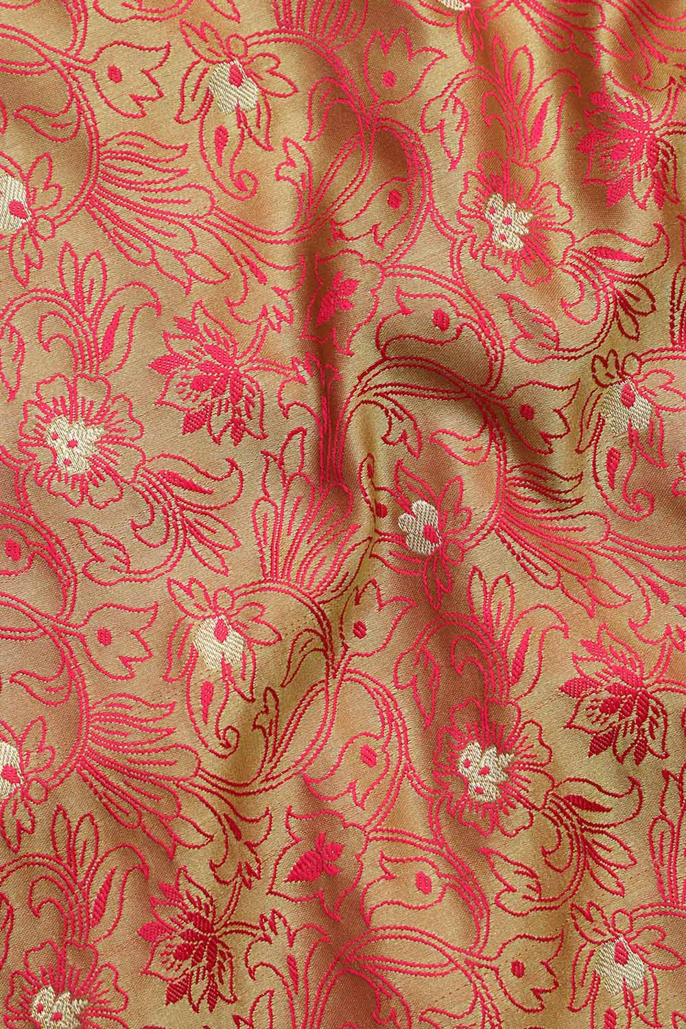 Stunning Green Banarasi Tanchui Silk Fabric ( 2.5 Mtr ) - Luxurion World