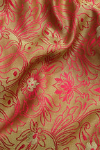 Stunning Green Banarasi Tanchui Silk Fabric ( 2.5 Mtr ) - Luxurion World