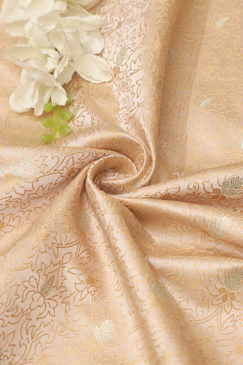 Elegant Pastel Banarasi Tanchui Silk Fabric - 1 Mtr - Luxurion World