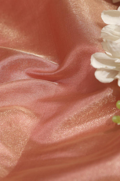 Exquisite Pink Banarasi Tissue Katan Silk Fabric ( 1 Mtr ) - Luxurion World