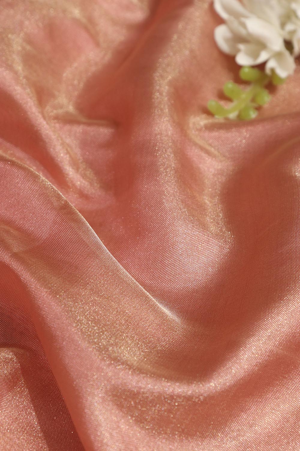 Exquisite Pink Banarasi Tissue Katan Silk Fabric ( 1 Mtr ) - Luxurion World