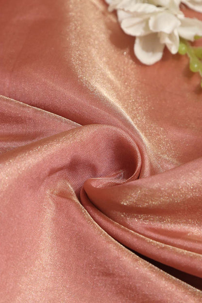 Exquisite Pink Banarasi Tissue Katan Silk Fabric ( 1 Mtr ) - Luxurion World