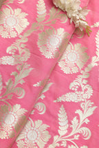 Exquisite Pink Banarasi Silk Fabric - 1 Mtr - Luxurion World