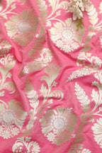 Exquisite Pink Banarasi Silk Fabric - 1 Mtr - Luxurion World