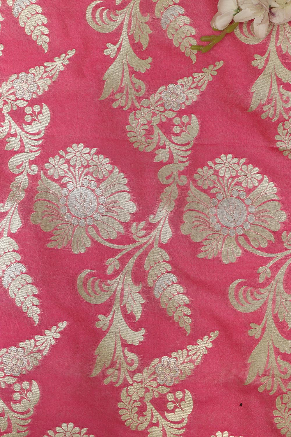 Exquisite Pink Banarasi Silk Fabric - 1 Mtr - Luxurion World
