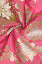 Exquisite Pink Banarasi Silk Fabric - 1 Mtr - Luxurion World
