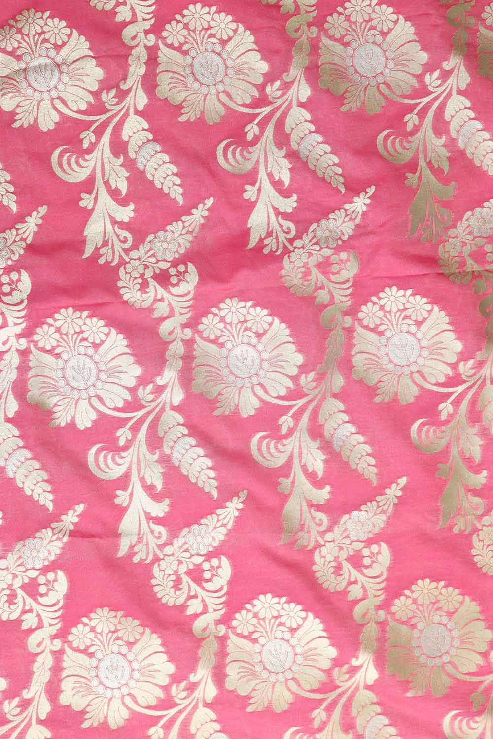 Exquisite Pink Banarasi Silk Fabric - 1 Mtr - Luxurion World