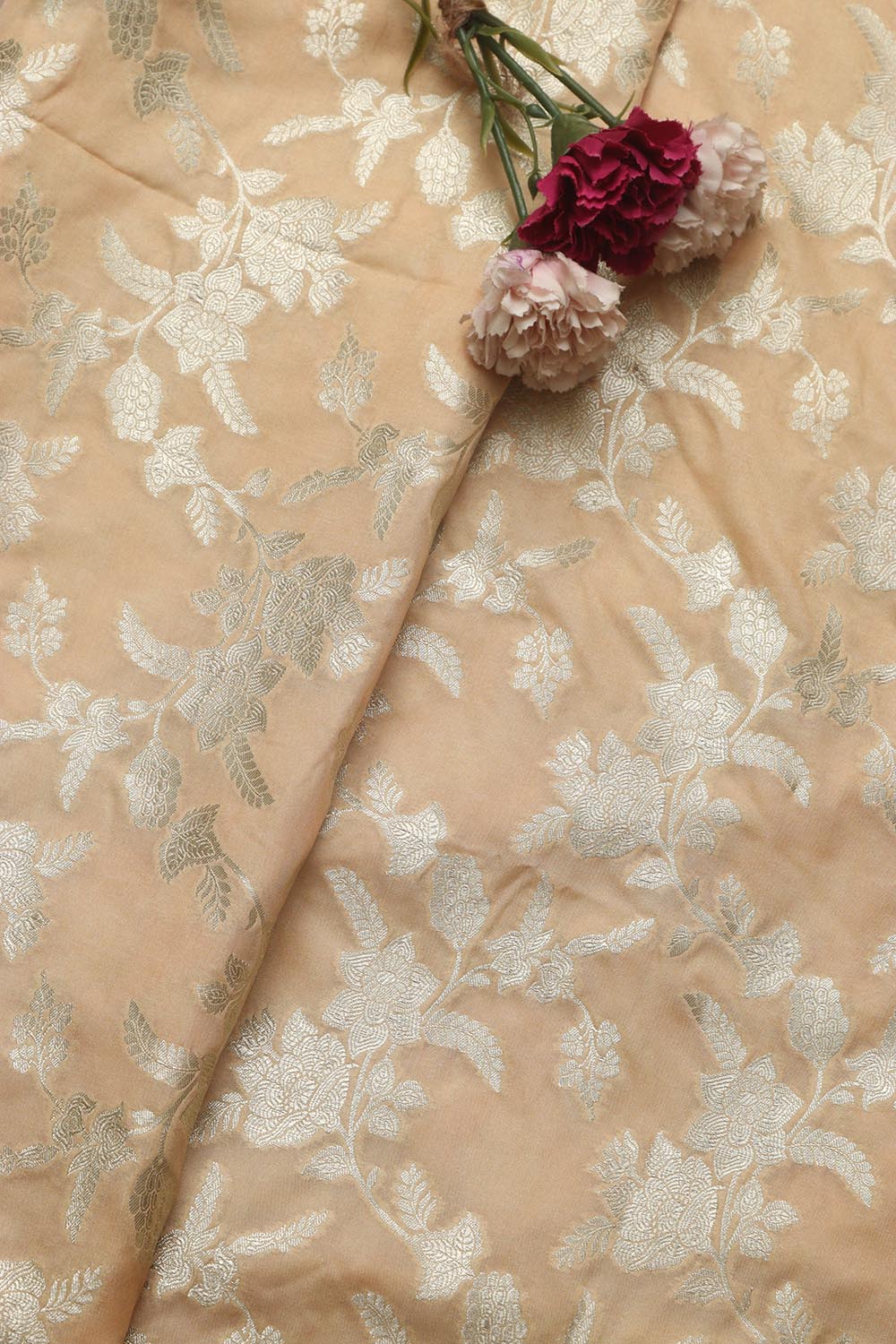 Elegant Pastel Banarasi Silk Fabric ( 1 Mtr ) - Luxurion World