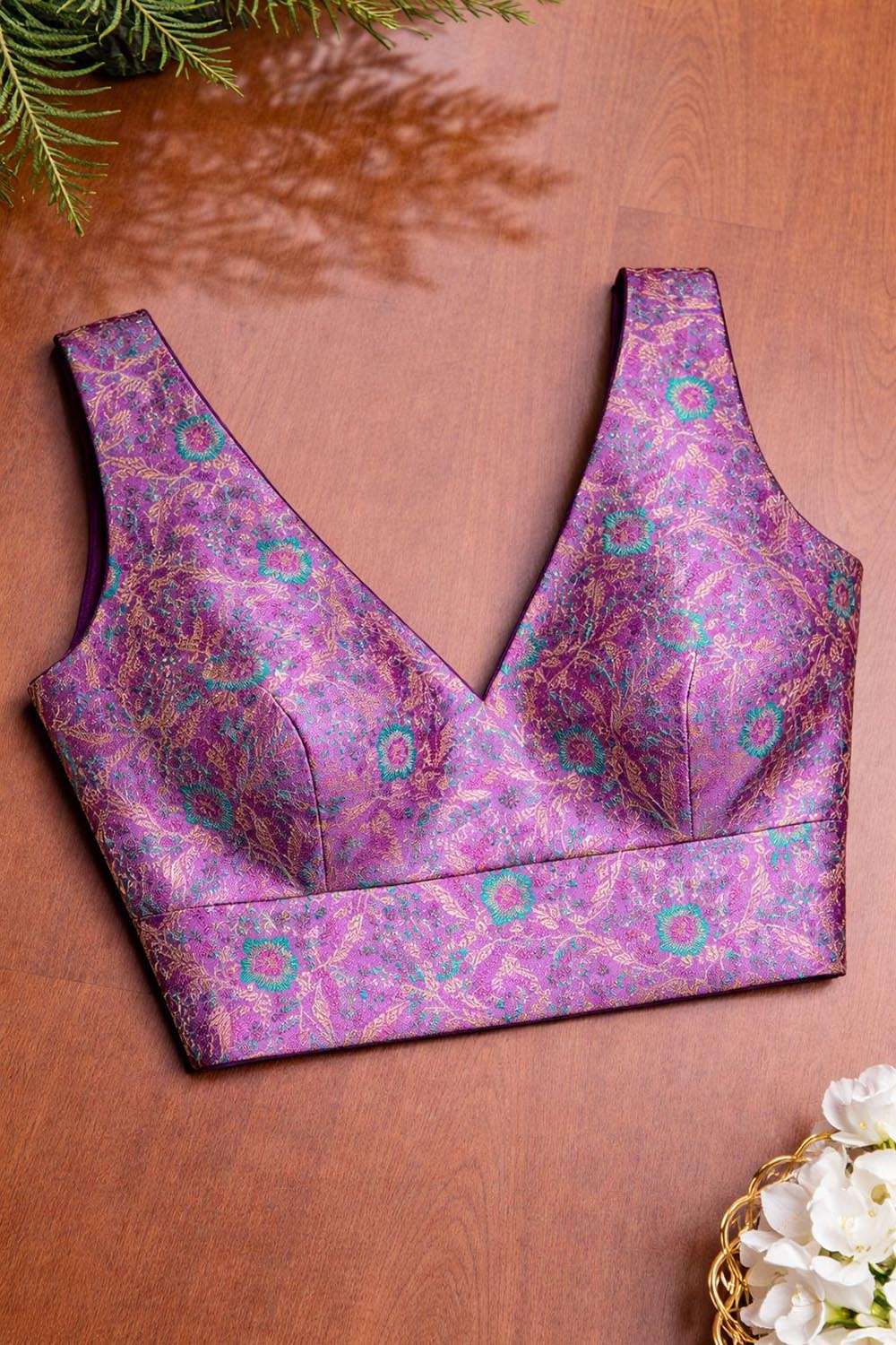 Purple Banarasi Silk Tanchui Blouse - Luxurion World