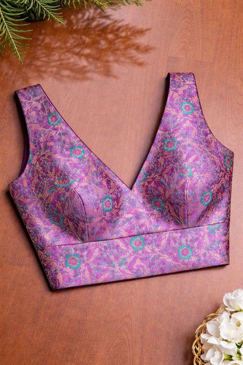 Purple Banarasi Silk Tanchui Blouse - Luxurion World