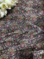 Elegant Black Banarasi Silk Tanchui Fabric ( 1 Mtr ) - Luxurion World