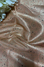 Peach Banarasi Silk Brocade Meenakari Fabric ( 1 Mtr ) - Luxurion World