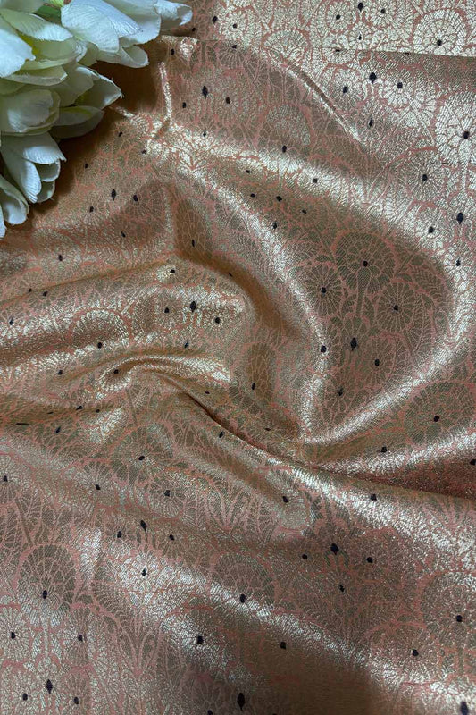 Peach Banarasi Silk Brocade Meenakari Fabric ( 1 Mtr ) - Luxurion World