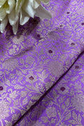 Purple Banarasi Katan Silk Meenakari Double Zari Fabric — Brocade, Bridal ( 1 Mtr )