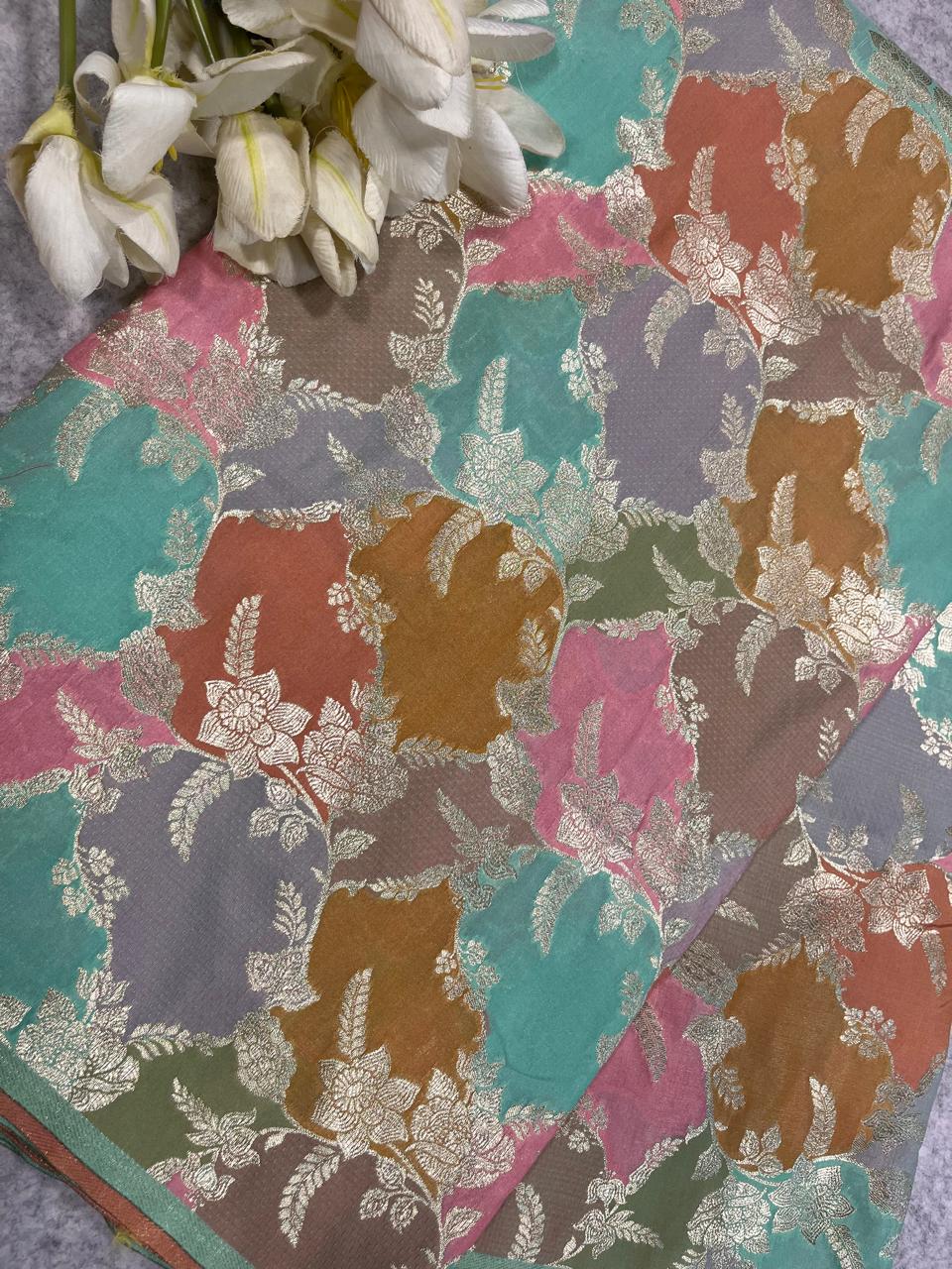 Multicolor Banarasi Silk Rangkat Fabric IF1B1HM126090901