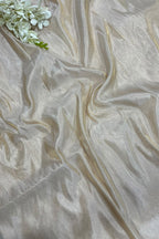 Dyeable Banarasi Tissue Katan Silk Fabric Handloom Weave Occasion ( 1 Mtr )
