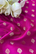 Pretty Pink Banarasi Silk Small Booti Design Fabric ( 1 Mtr ) - Luxurion World