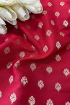 Red Banarasi Silk Small Booti Design Fabric ( 1 Mtr ) - Luxurion World