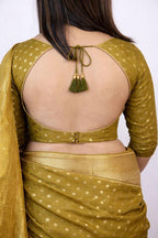 Green Banarasi Silk Small Booti Design Blouse - Luxurion World