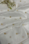 Dyeable Banarasi Kora Silk Fabric Booti Design Occasion ( 1 Mtr )