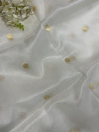Dyeable Banarasi Kora Silk Fabric Booti Design Occasion ( 1 Mtr )
