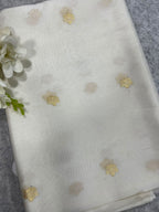 Dyeable Banarasi Kora Silk Fabric Booti Design Occasion ( 1 Mtr )