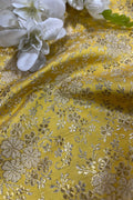 Yellow Banarasi Silk Brocade Flower Design Fabric