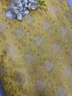 Yellow Banarasi Silk Brocade Flower Design Fabric