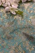 Blue Banarasi Silk Brocade Fabric Flower Design ( 1 Mtr )