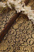 Black Banarasi Silk Brocade Fabric ( 0.5 Mtr ) - Luxurion World