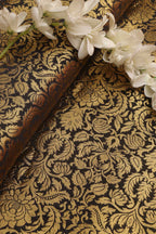 Black Banarasi Silk Brocade Fabric ( 0.5 Mtr ) - Luxurion World