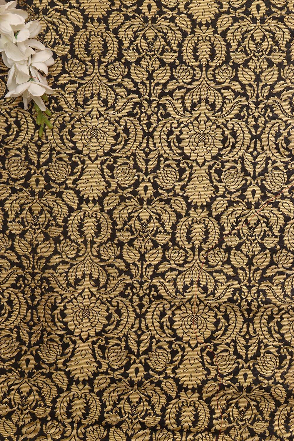 Black Banarasi Silk Brocade Fabric ( 0.5 Mtr ) - Luxurion World