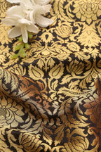 Black Banarasi Silk Brocade Fabric ( 0.5 Mtr ) - Luxurion World