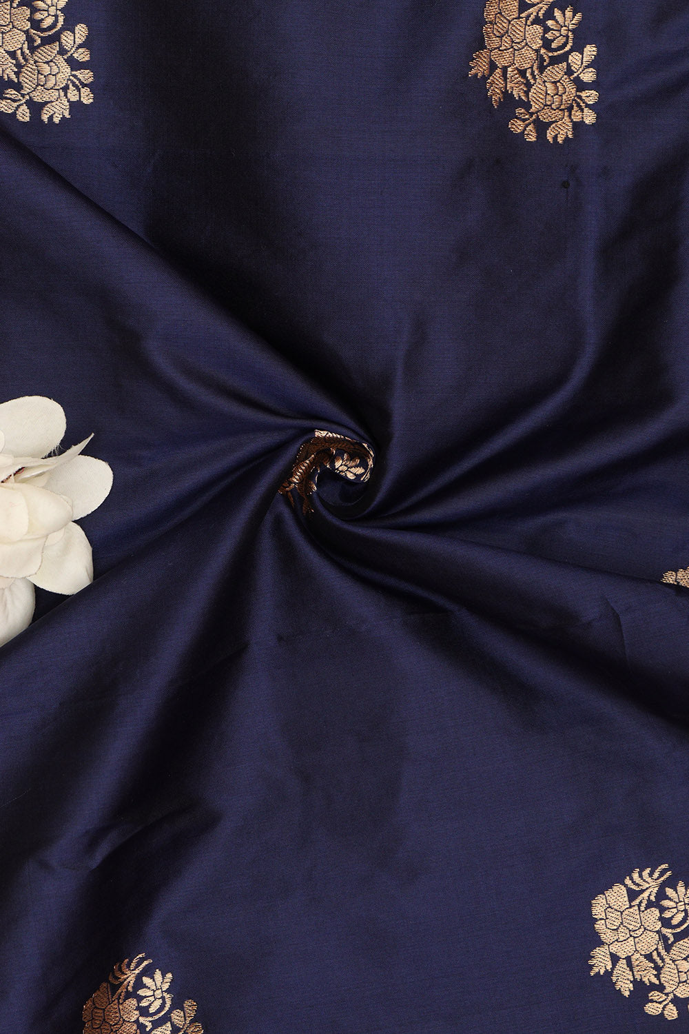 Blue Banarasi Handloom Pure Katan Silk Fabric ( 1 Mtr  ) - Luxurion World