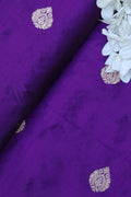 Exquisite Purple Banarasi Handloom Pure Katan Silk Fabric ( 1 Mtr ) - Luxurion World