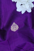 Exquisite Purple Banarasi Handloom Pure Katan Silk Fabric ( 1 Mtr ) - Luxurion World
