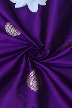 Exquisite Purple Banarasi Handloom Pure Katan Silk Fabric ( 1 Mtr ) - Luxurion World